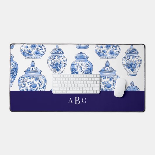 Monogram Initial Chinoiserie Floral China (Clavier et souris)