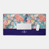 Monogram Initial Chinoiserie Floral Egret (Clavier et souris)