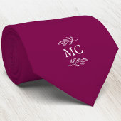 Monogram Initial Crest Botanical Leaf Cherry Pink Stropdas
