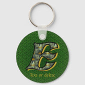 Monogram Initial E Daisies Art Personalized Sleutelhanger (Achterkant)
