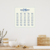 Monogram Initial Ecru Wedding Seating chart poster (Cuisine)