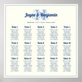 Monogram Initial Ecru Wedding Seating chart poster (Devant)