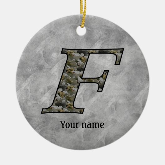 Monogram Initial F Hydrangea Flowers Personalized Keramisch Ornament (Voorkant)