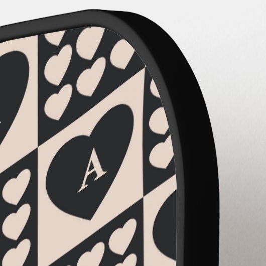 Monogram Initial Hearts Checkered Personalized Pickleball Paddle (Links Detail)