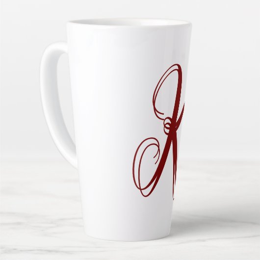 Monogram Initial Name Script Minimal Wedding Gift Latte Mok (Linkerhoek)