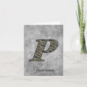 Monogram Initial P Hydrangea Flowers Personalized Notitiekaartje (Voorkant)