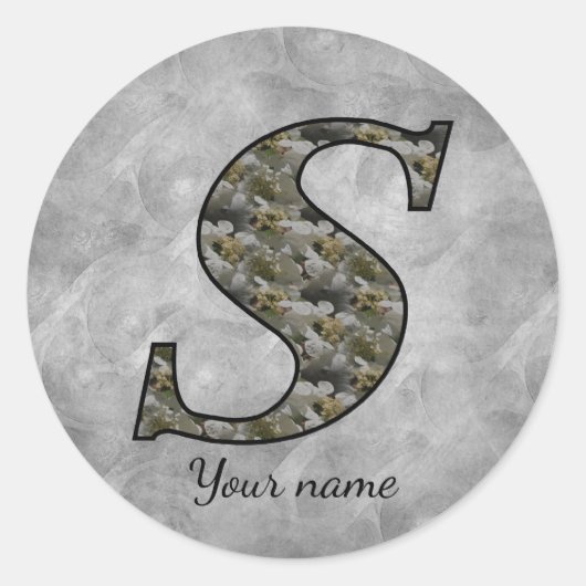 Monogram Initial S Hydrangea Flowers Personalized Ronde Sticker (Voorkant)