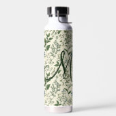 Monogram Initial Sage Green Botanical Florals Gift Waterfles (Links)