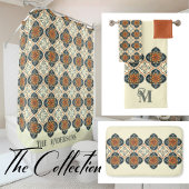 Monogram Initial Spanish Tiles Flower Pattern