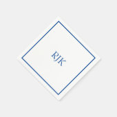 Monogram Initialen Aangepaste naam Blauw Trendy 20 Servet (Hoek)