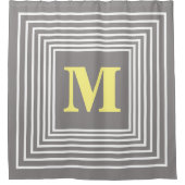 Monogram Initialen Aangepaste naam Grijs Geel Geel Douchegordijn (Voorkant)