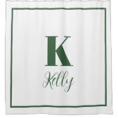 Monogram Initialen Aangepaste naam Hunter Groen Wi Douchegordijn (Voorkant)