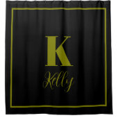 Monogram Initialen Aangepaste naam Olive Green Zwa Douchegordijn (Voorkant)
