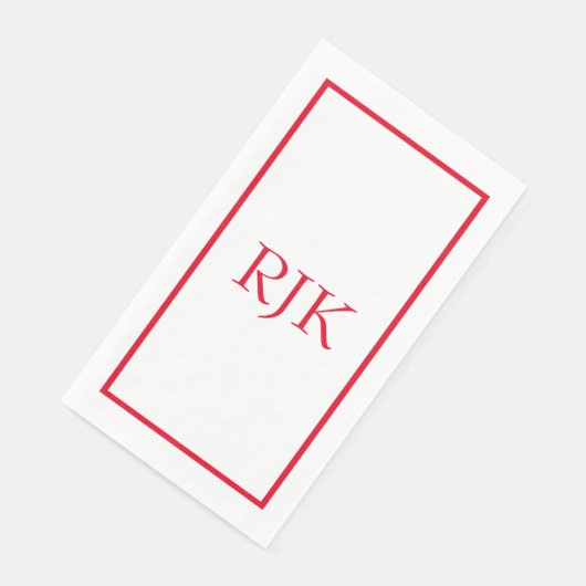 Monogram Initialen Aangepaste naam Rood Trendy 202 Servet (Hoek)