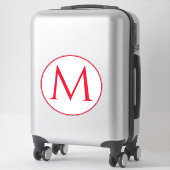Monogram Initialen Aangepaste naam Rood Wit Sticker (Koffer)