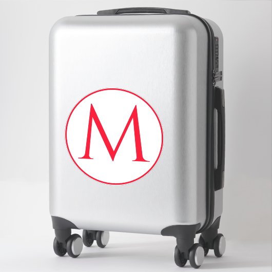Monogram Initialen Aangepaste naam Rood Wit Sticker (Koffer)