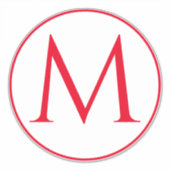 Monogram Initialen Aangepaste naam Rood Wit Sticker (Voorkant)