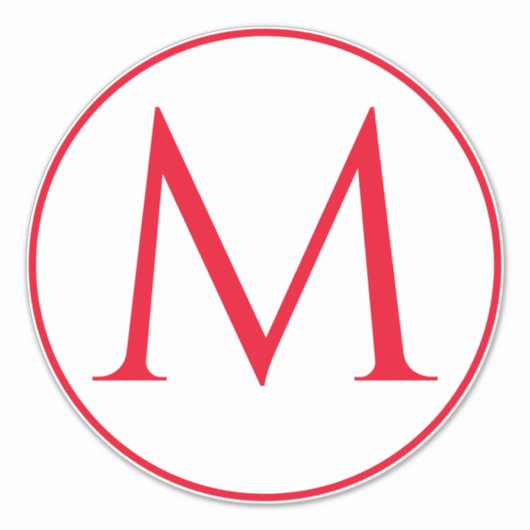 Monogram Initialen Aangepaste naam Rood Wit Sticker (Voorkant)