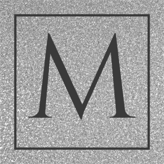 Monogram Initialen Aangepaste naam Silvery Grey Gl Sticker (Voorkant)