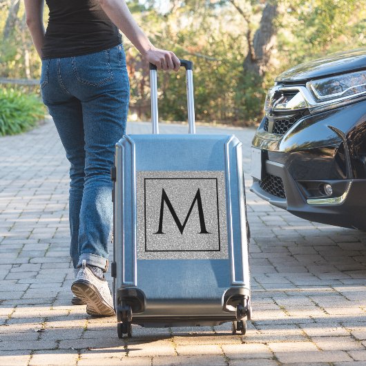 Monogram Initialen Aangepaste naam Silvery Grey Gl Sticker (Koffer Insitu)