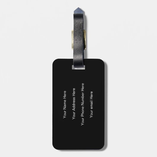 Monogram Initialen Aangepaste naam Zwart wit cadea Bagagelabel (Achterkant verticaal)