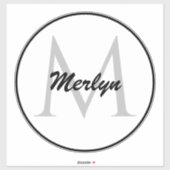 Monogram Initialen Aangepaste naam Zwart wit elega Sticker (Vel)