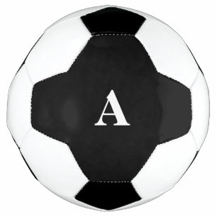 Monogram Initialen Aangepaste naam Zwart wit Gift  Voetbal