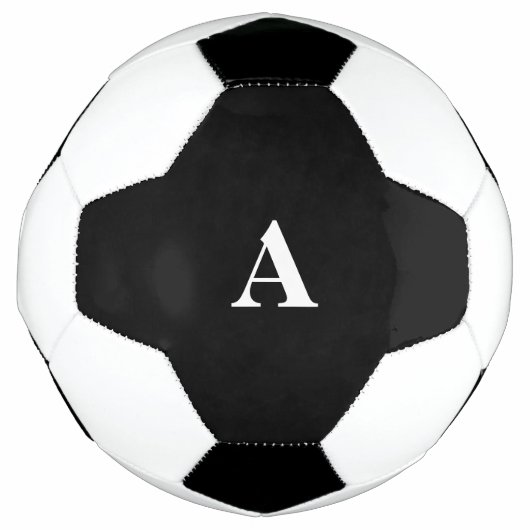 Monogram Initialen Aangepaste naam Zwart wit Gift  Voetbal (Voorkant)