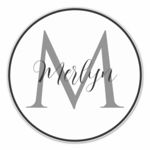 Monogram Initialen Aangepaste naam Zwart-wit klasj Sticker