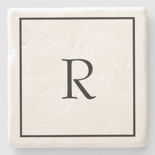 Monogram Initialen Aangepaste naam Zwart-wit rende Stenen Onderzetter