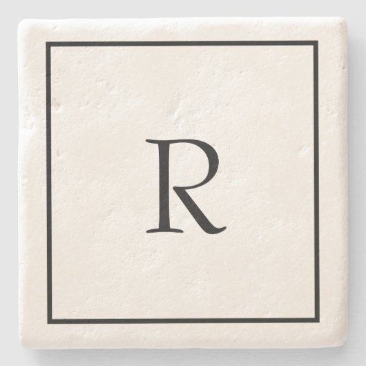 Monogram Initialen Aangepaste naam Zwart-wit rende Stenen Onderzetter (Voorkant)