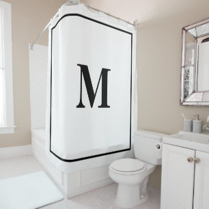 Monogram Initialen Aangepaste naam Zwart Wit Stijl Douchegordijn
