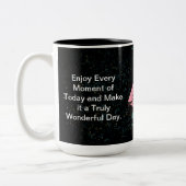 Monogram Initialen Bewerkbaar Bericht & foto Zwart Tweekleurige Koffiemok (Links)