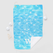 Monogram Initialen blauw water rimpelwatertextuur Golfhanddoek (Insitu)