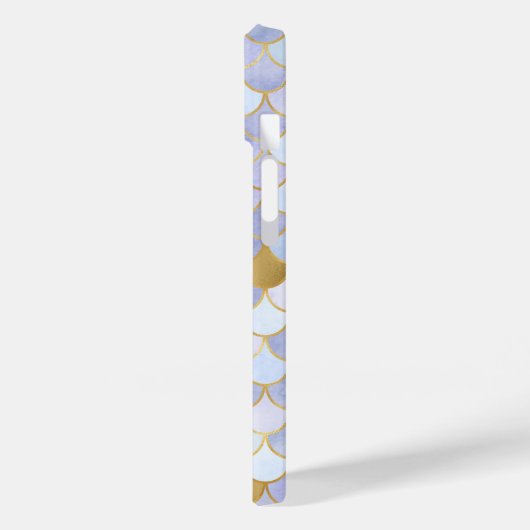 Monogram Initialen Blue Gold Mermaid Scales Case-Mate iPhone Case (Achterkant / Links)