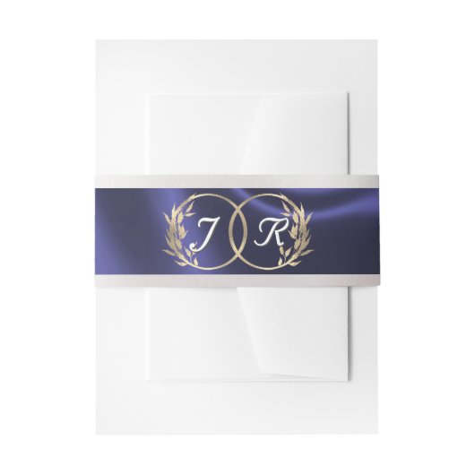Monogram Initialen Blue Ribbon Wedding Uitnodigingen Wikkel (Voorkant Voorbeeld)