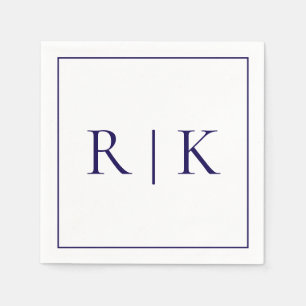 Monogram Initialen Brieven Deep Navy Blue Wedding Servet