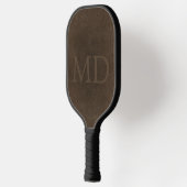 Monogram initialen bruin lederen look pickleball paddle (Links)