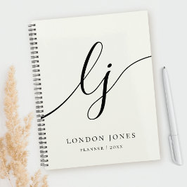 Monogram Initialen Business Planner Ivoor Script