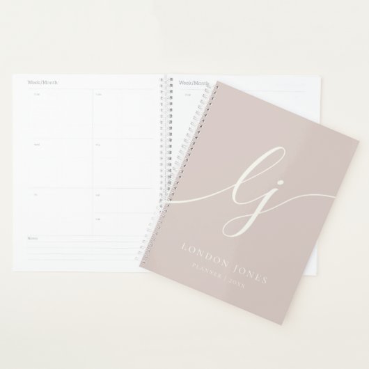 Monogram Initialen Business Planner Roos Roze Ivoo (Display)