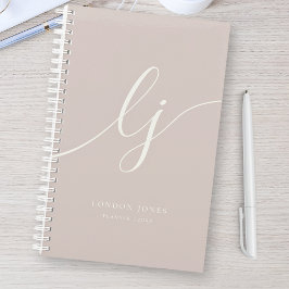 Monogram Initialen Business Planner Script Roze