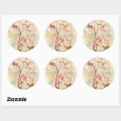 Monogram Initialen Chic Elegant Bloemen Roze Ronde Sticker (Vel)