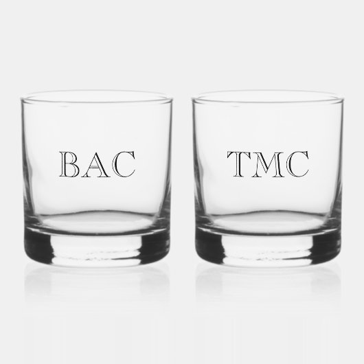 Monogram Initialen Classic Bruiloft Paar Tijdloos Whisky Glas (Voorkant)