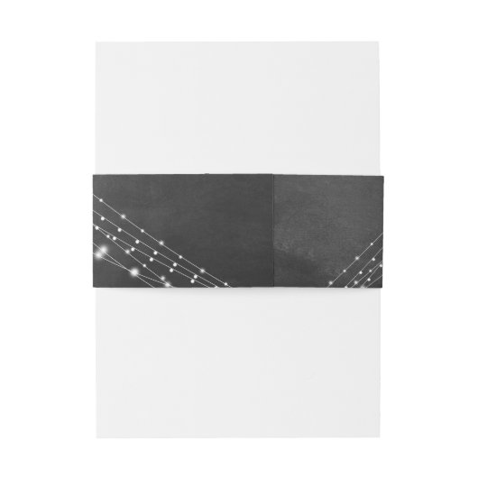 Monogram Initialen Datum Krijtbord & Light Strings Uitnodigingen Wikkel (Achterkant Voorbeeld)