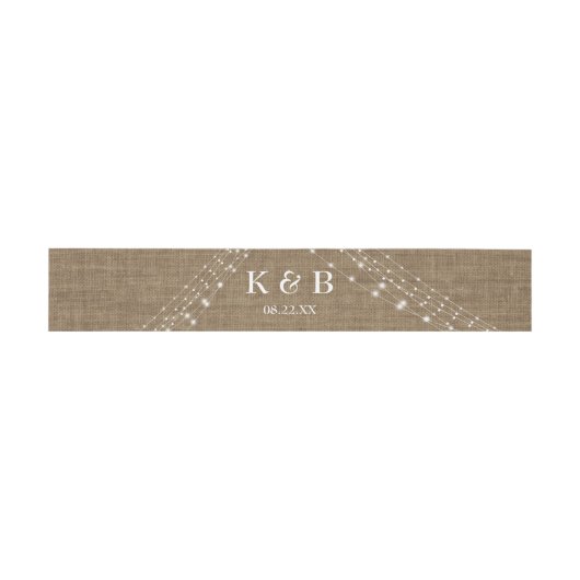 Monogram Initialen Datum w / Burlap & Light String Uitnodigingen Wikkel (Vlak)