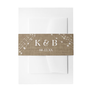 Monogram Initialen Datum w / Burlap & Light String Uitnodigingen Wikkel