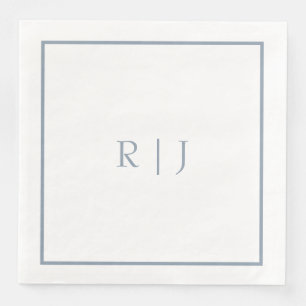 Monogram Initialen Dusty Blue Elegant Wedding Servet