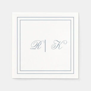Monogram Initialen Dusty Blue Minimal Wedding Servet