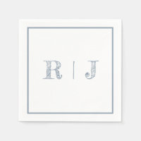 Monogram Initialen Dusty Blue Modern Wedding