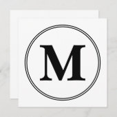 Monogram initialen eenvoudig zwart-wit kaart (Voorkant / Achterkant)